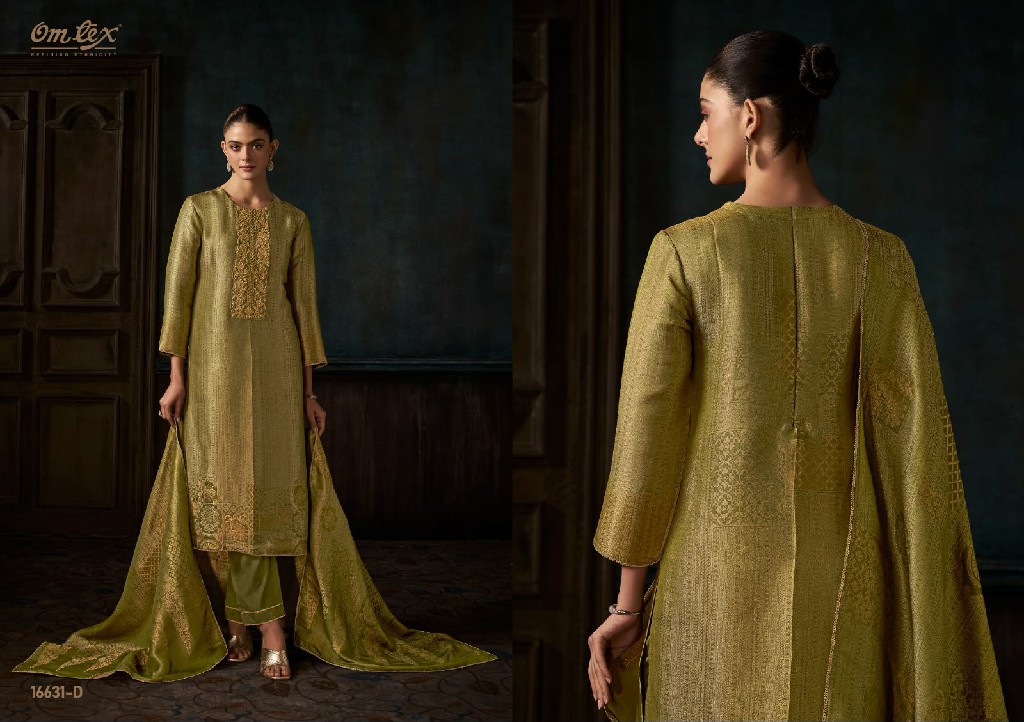 OMTEX VIANI WHOLESALE GIRAFFE SILK JACQUARD UNSTITCH SALWAR SUITS EXPORTER