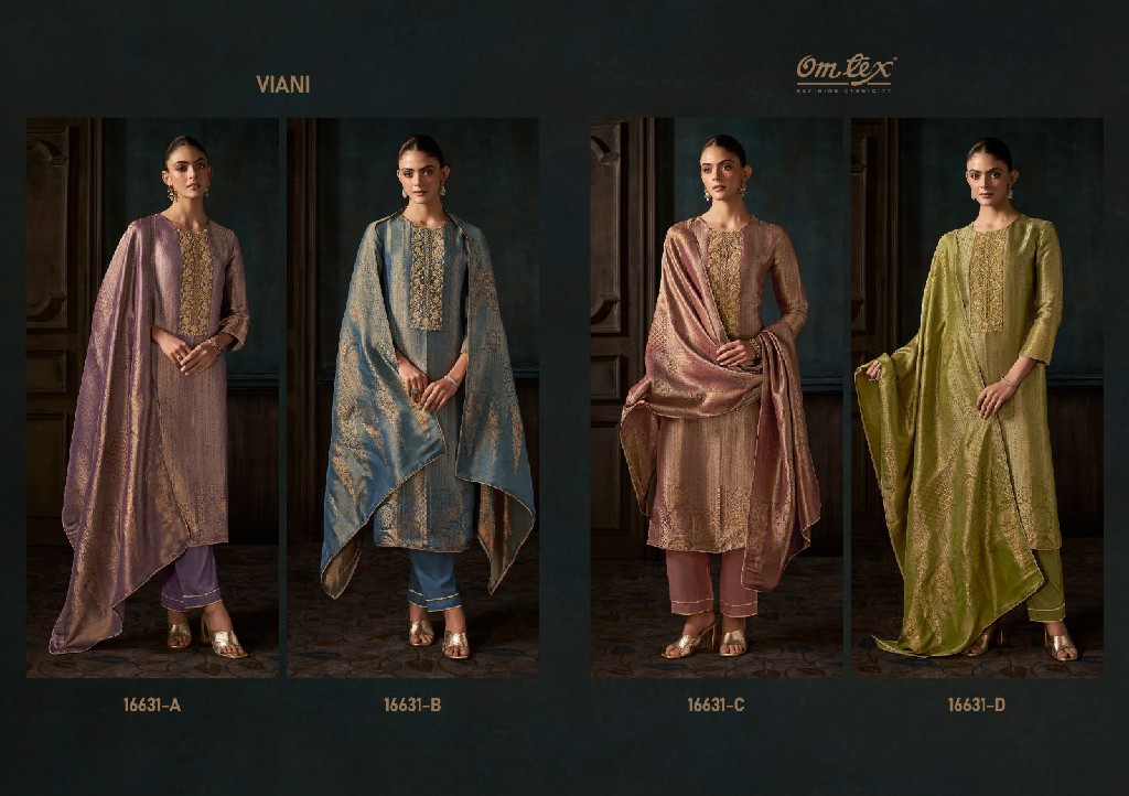 OMTEX VIANI WHOLESALE GIRAFFE SILK JACQUARD UNSTITCH SALWAR SUITS EXPORTER