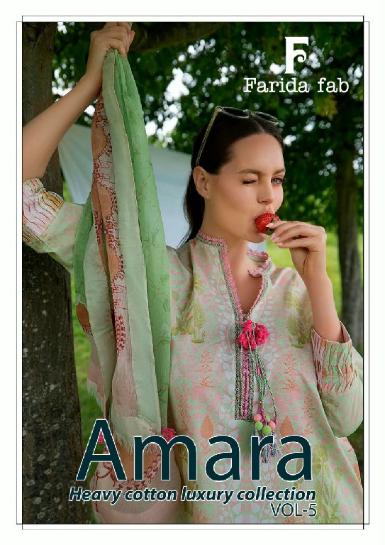 FARIDA FAB AMARA VOL 5 WHOLESALE PURE COTTON PRINTED PAKISTANI REGULAR WEAR DRESS MATERIAL EXPORTER