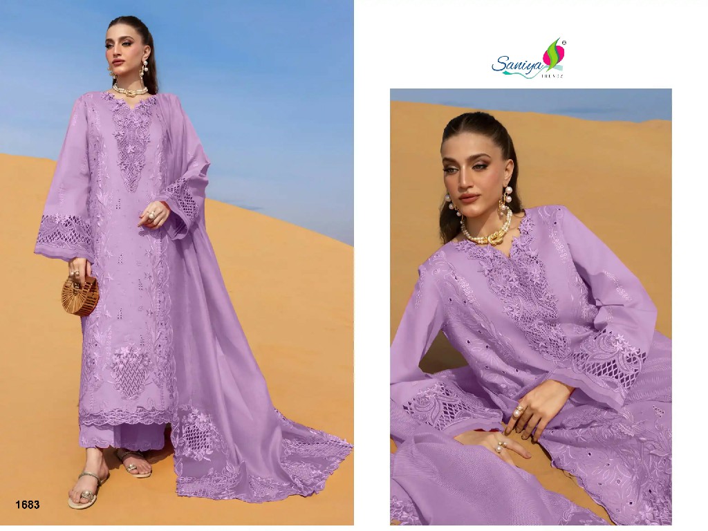 SANIYA TRENDZ RANG RASIYA PREMIUM LAWN VOL 3 WHOLESALE COTTON CHIKANKARI EMBROIDERED UNSTITCH SALWAR SUITS FOR EXPORT