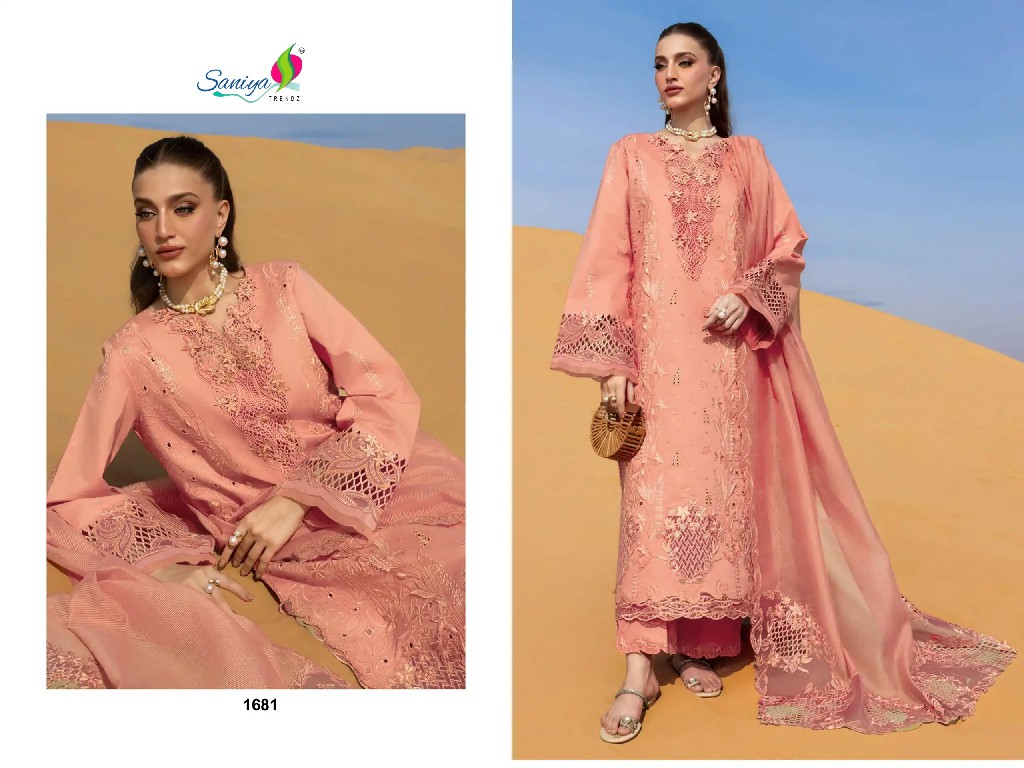 SANIYA TRENDZ RANG RASIYA PREMIUM LAWN VOL 3 WHOLESALE COTTON CHIKANKARI EMBROIDERED UNSTITCH SALWAR SUITS FOR EXPORT
