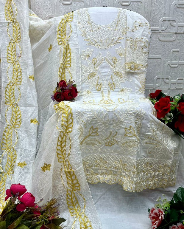 SANIYA TRENDZ RANG RASIYA PREMIUM LAWN VOL 3 WHOLESALE COTTON CHIKANKARI EMBROIDERED UNSTITCH SALWAR SUITS FOR EXPORT