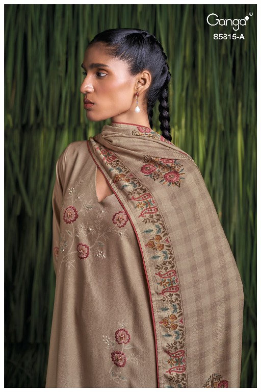 GANGA IREVIA S5315 WHOLESALE PURE WOOL PASHMINA WINTER WEAR UNSTITCH SALWEAR SUITS SUPPLIER
