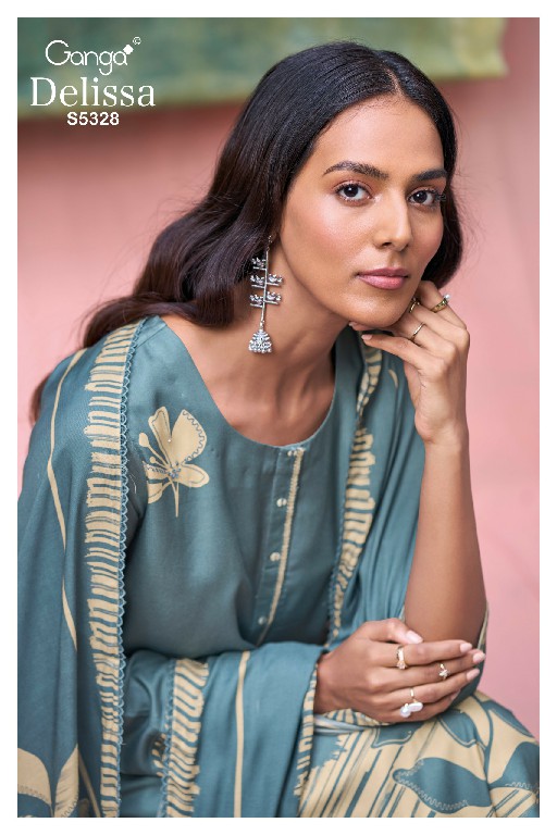 GANGA DELISSA S5328 WHOLESALE PURE WOOL PASHMINA WINTER PRETTY DESIGN UNSTITCH SALWAR SUITS ONLINE