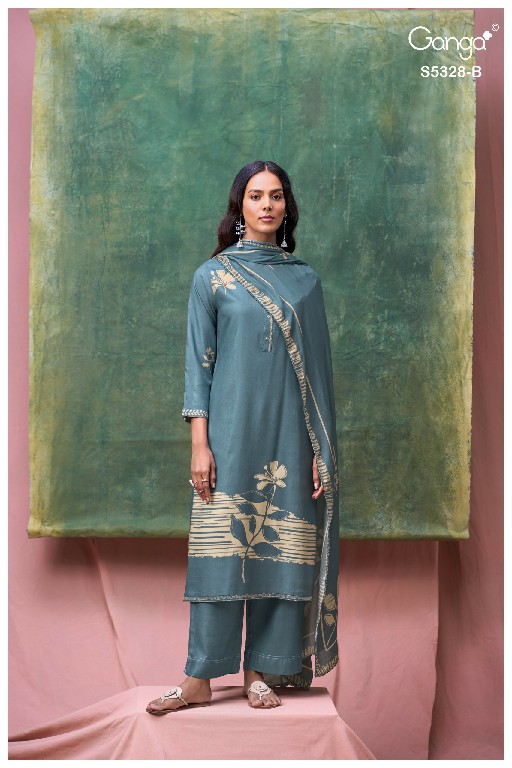 GANGA DELISSA S5328 WHOLESALE PURE WOOL PASHMINA WINTER PRETTY DESIGN UNSTITCH SALWAR SUITS ONLINE