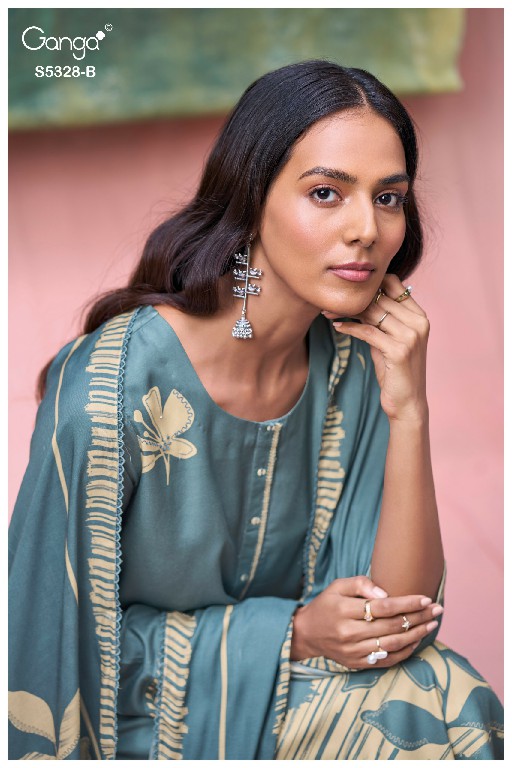 GANGA DELISSA S5328 WHOLESALE PURE WOOL PASHMINA WINTER PRETTY DESIGN UNSTITCH SALWAR SUITS ONLINE