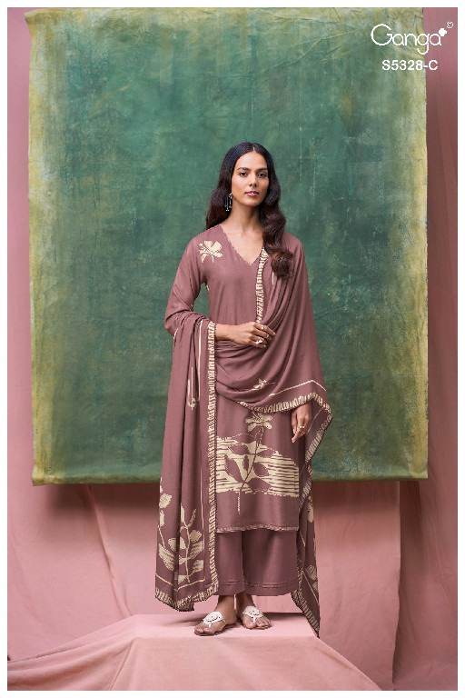 GANGA DELISSA S5328 WHOLESALE PURE WOOL PASHMINA WINTER PRETTY DESIGN UNSTITCH SALWAR SUITS ONLINE