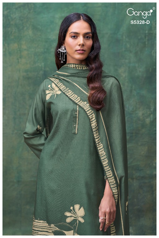 GANGA DELISSA S5328 WHOLESALE PURE WOOL PASHMINA WINTER PRETTY DESIGN UNSTITCH SALWAR SUITS ONLINE