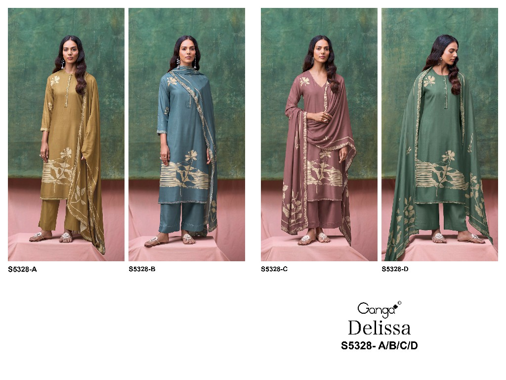 GANGA DELISSA S5328 WHOLESALE PURE WOOL PASHMINA WINTER PRETTY DESIGN UNSTITCH SALWAR SUITS ONLINE