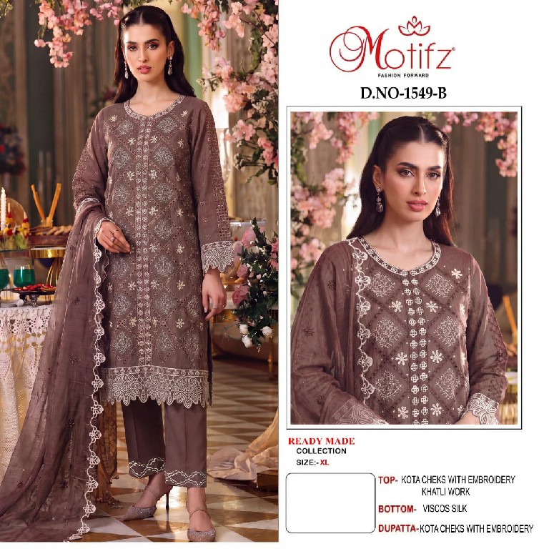 MOTIFZ D.NO 1549 WHOLESALE READYMADE KOTA CHEKS GORGEOUS LOOK 3 PCS SUITS SUPPLIER