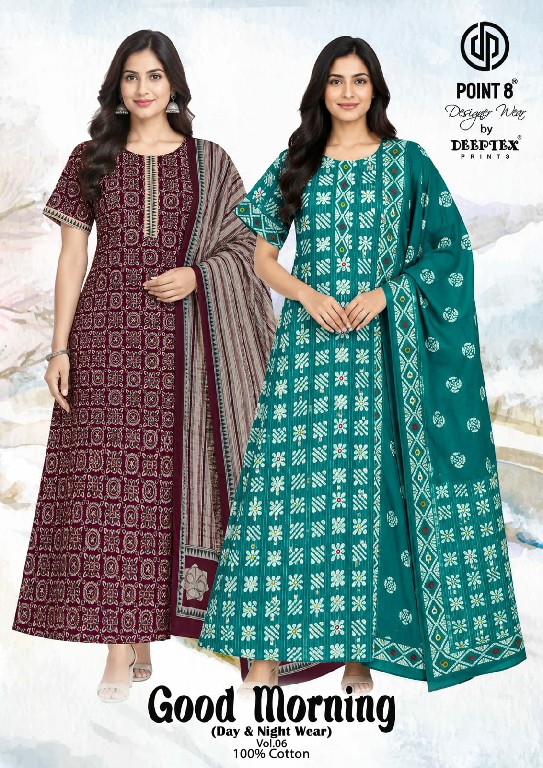 DEEPTEX POINT 8 GOOD MORNING VOL 6 WHOLESALE READYMADE COTTON PRINTED BEST NIGHTY WITH DUPATTA FOR EXPORT