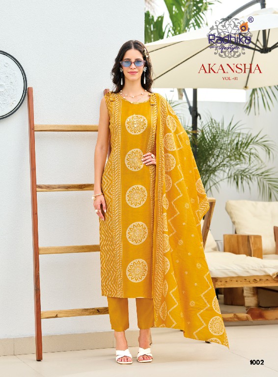 RADHIKA LIFESTYLE AKANSHA VOL 1 WHOLESALE READYMADE VERTICAN WITH WORK STYLISH LOOK BIG SIZE 3 PCS SUITS EXPORTER