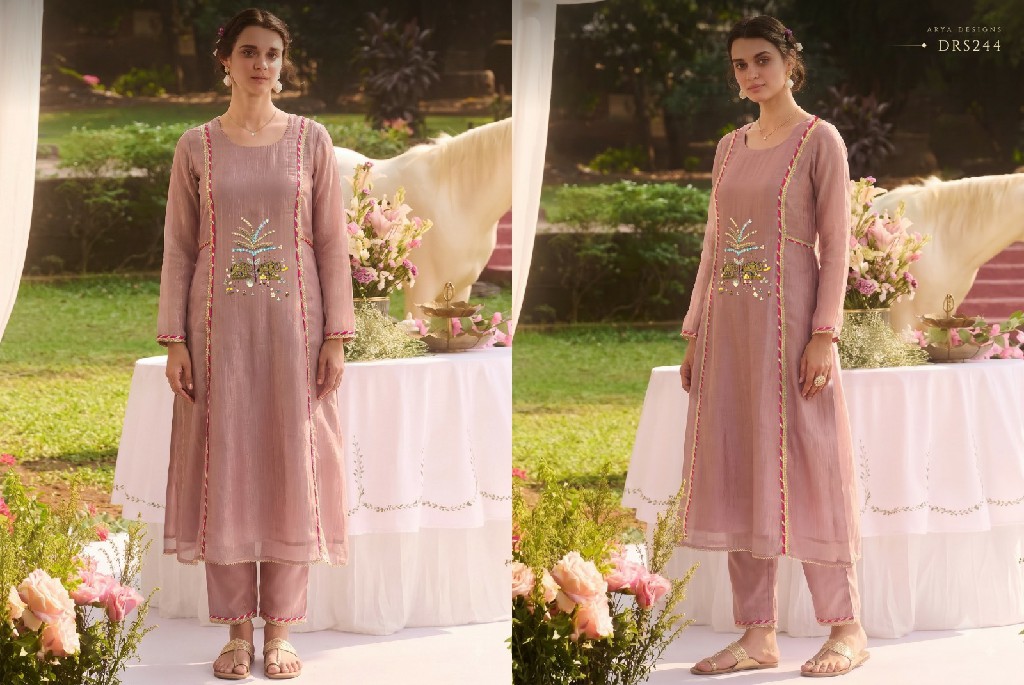 ARYA BAAGH WHOLESALE READYMADE PURE TISSUE LATEST DESIGNER KURTI WITH PANT FOR EXPORT