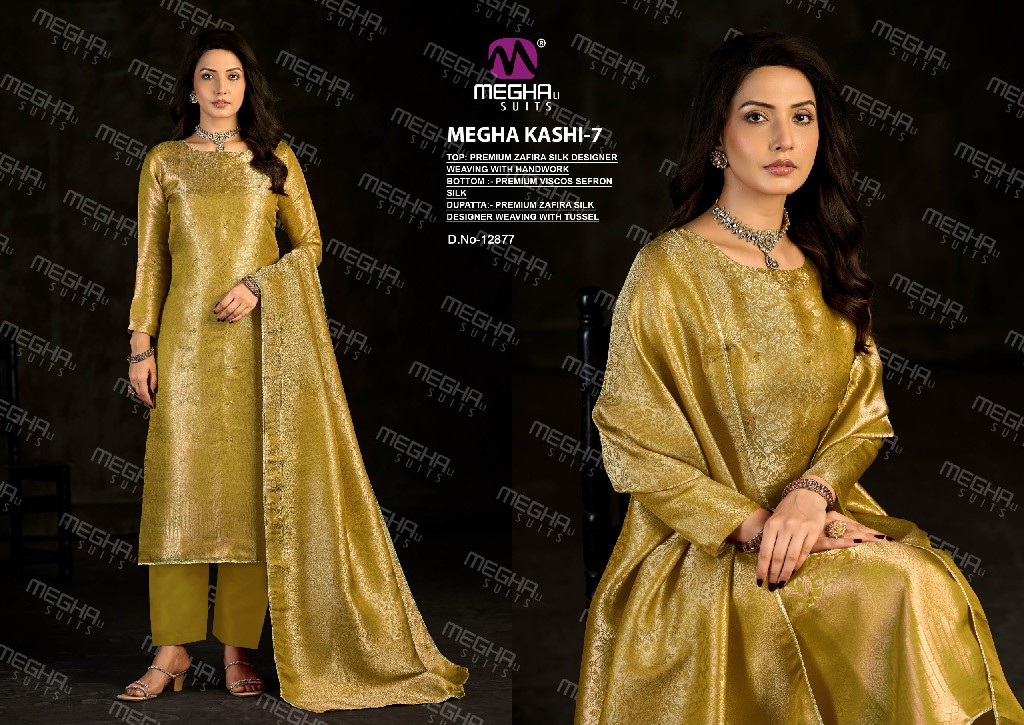 MEGHALI KASHI VOL 7 WHOLESALE PREMIMU ZAFIRA SILK DESIGNER WEAVING UNSTITCH SALWAR SUITS EXPORTER