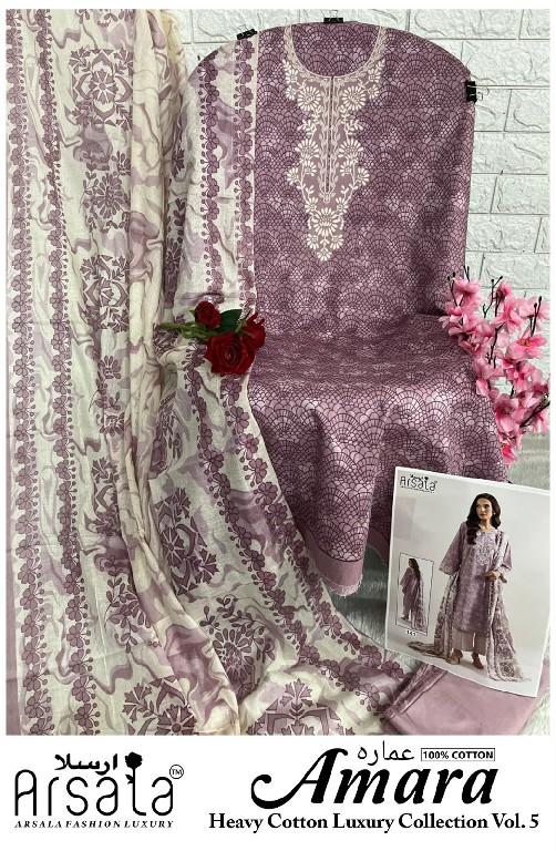 ARSALA AMARA VOL 5 WHOLESALE PURE LAWN COTTON PRINTRD KARACHI STYLE DRESS MATERIAL ONLINE