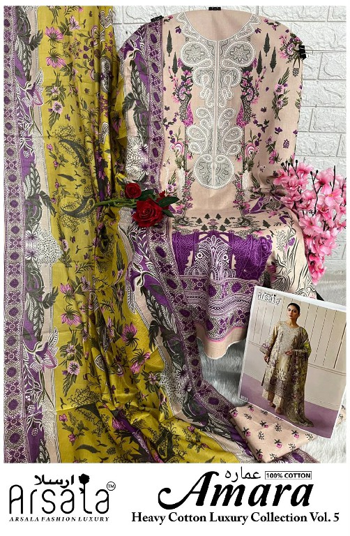 ARSALA AMARA VOL 5 WHOLESALE PURE LAWN COTTON PRINTRD KARACHI STYLE DRESS MATERIAL ONLINE