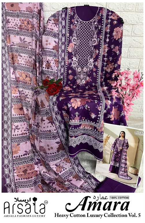 ARSALA AMARA VOL 5 WHOLESALE PURE LAWN COTTON PRINTRD KARACHI STYLE DRESS MATERIAL ONLINE