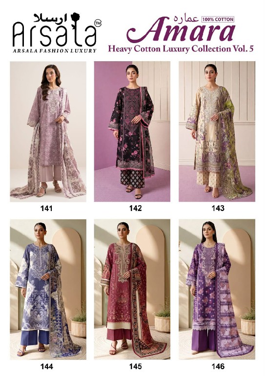 ARSALA AMARA VOL 5 WHOLESALE PURE LAWN COTTON PRINTRD KARACHI STYLE DRESS MATERIAL ONLINE