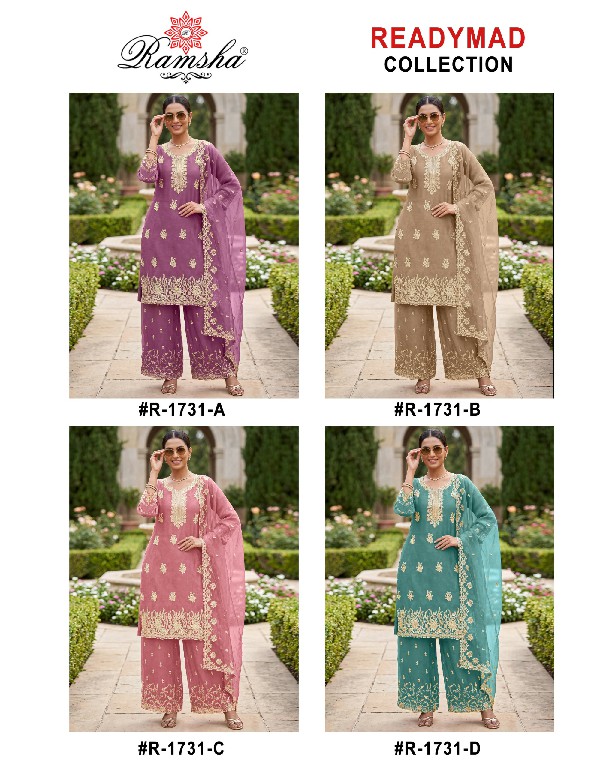 RAMSHA D.NO 1731 WHOLESALE READYMADE FLUTE JARI EPLIC WORK GORGEOUS 3 PCS SUITS ONLINE