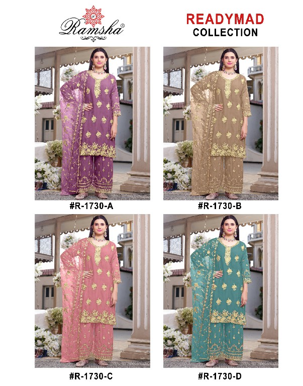 RAMSHA D.NO 1730 WHOLESALE READYMADE FLUTE JARI EPLIC WORK ATTRACTIVE 3 PCS SUITS EXPORTER