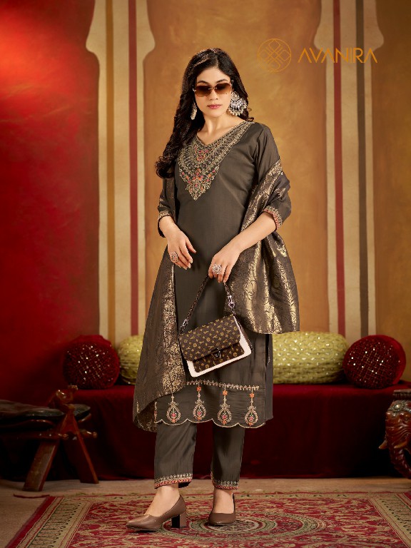 AVANIRA KAYA WHOLESALE READYMADE ROMAN SILK HAND WORK 3 PCS COMBO SET SUITS EXPORTER