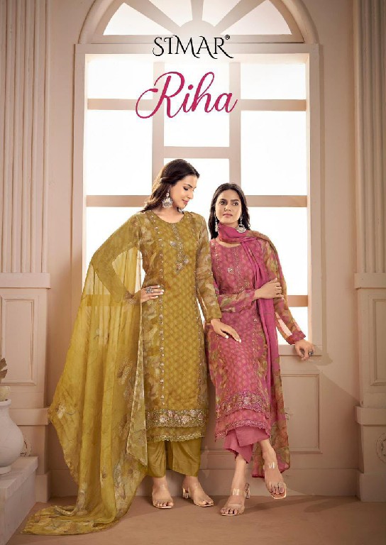 GLOSSY SIMAR RIHA WHOLESALE VISCOSE PASHMINA WINTER PRETTY LOOK UNSTITCH SALWAR SUITS SUPPLIER