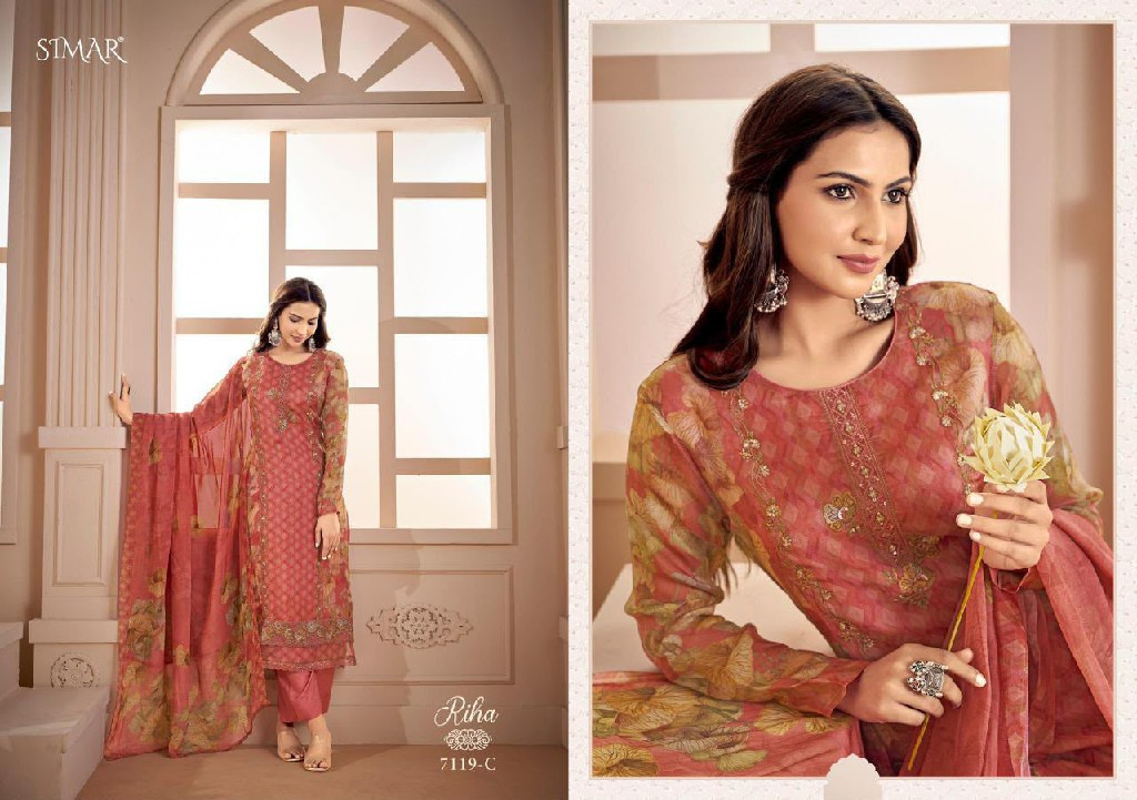 GLOSSY SIMAR RIHA WHOLESALE VISCOSE PASHMINA WINTER PRETTY LOOK UNSTITCH SALWAR SUITS SUPPLIER