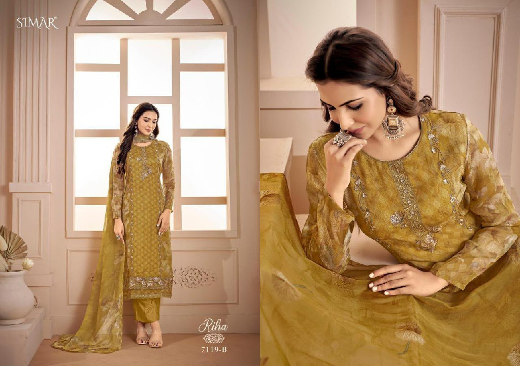 GLOSSY SIMAR RIHA WHOLESALE VISCOSE PASHMINA WINTER PRETTY LOOK UNSTITCH SALWAR SUITS SUPPLIER