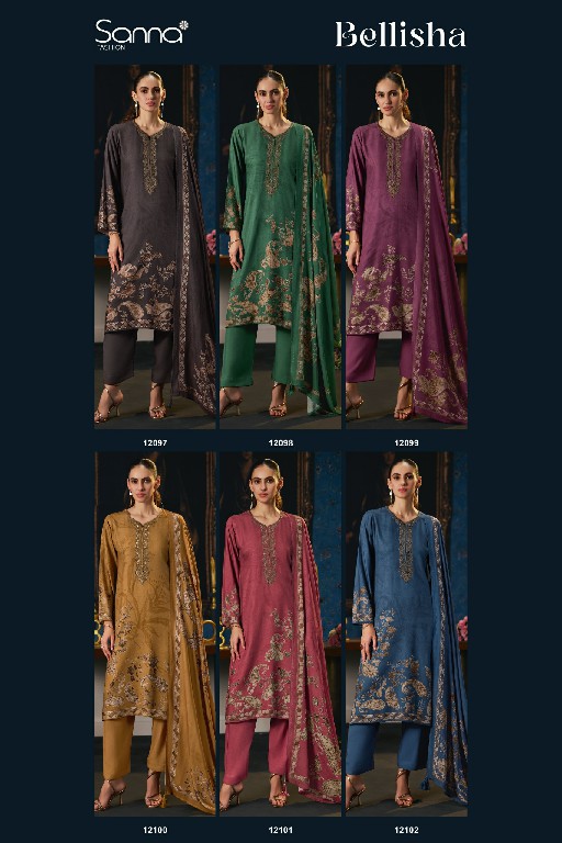 SANNA FASHION BELLISHA WHOLESALE VISCOSE PASHMINA WINTER SPECIAL UNSTITCH SALWAR SUITS SUPPLIER