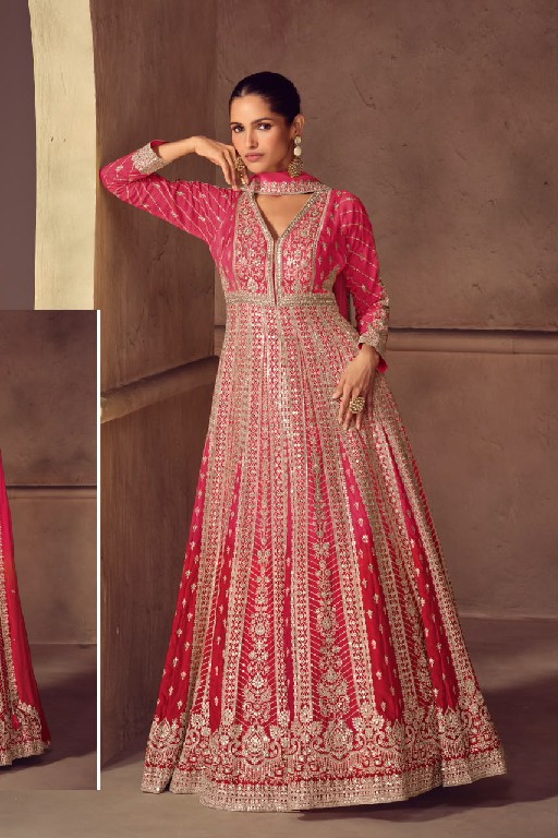 ROMANI GULKAYRA DESIGNER WHOLESALE READYMADE REAL CHINON BEAUTIFUL PARTY WEAR GOWN WITH DUPATTA EXPORTER