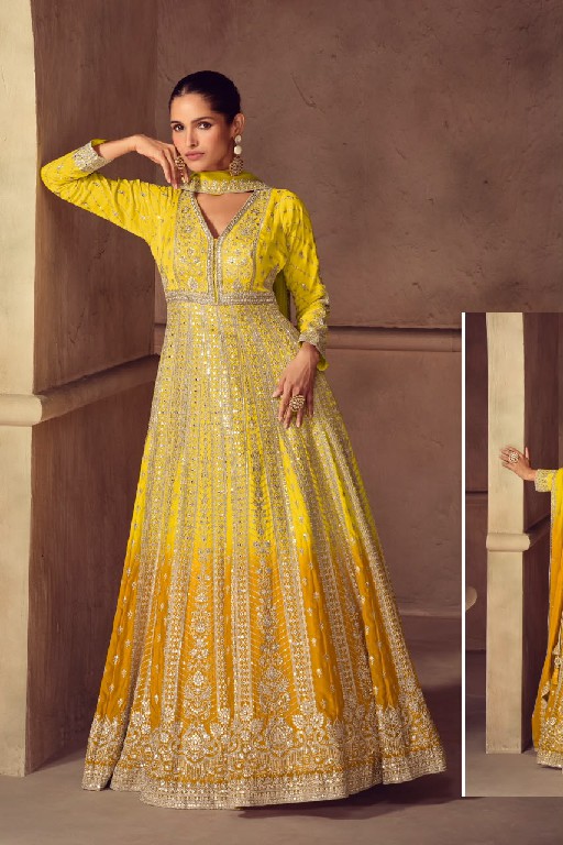 ROMANI GULKAYRA DESIGNER WHOLESALE READYMADE REAL CHINON BEAUTIFUL PARTY WEAR GOWN WITH DUPATTA EXPORTER