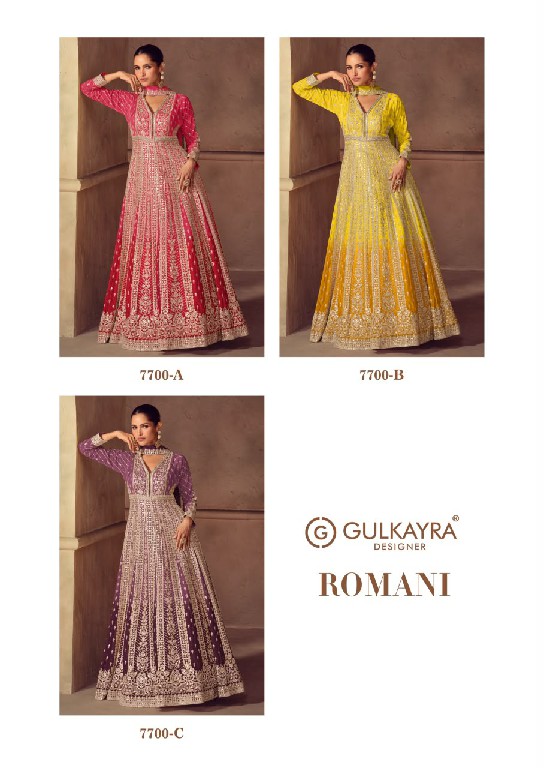 ROMANI GULKAYRA DESIGNER WHOLESALE READYMADE REAL CHINON BEAUTIFUL PARTY WEAR GOWN WITH DUPATTA EXPORTER