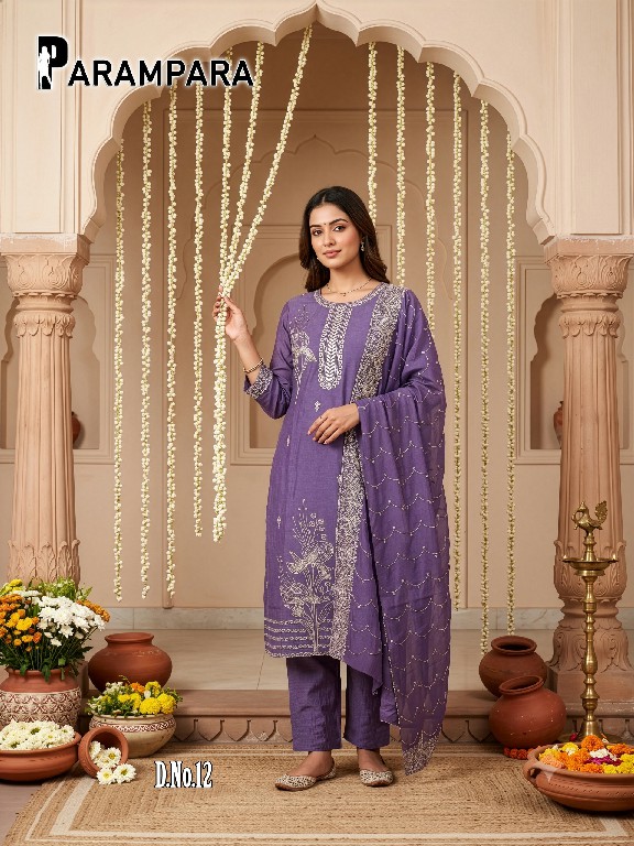 TEXTILEDEAL PARAMPARA WHOLESALE ROMAN SHIMMER BIG SIZE FANCY 3 PCS COMBO SET SUITS EXPORTER