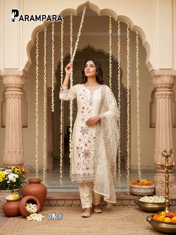 TEXTILEDEAL PARAMPARA WHOLESALE ROMAN SHIMMER BIG SIZE FANCY 3 PCS COMBO SET SUITS EXPORTER