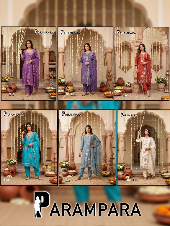 TEXTILEDEAL PARAMPARA WHOLESALE ROMAN SHIMMER BIG SIZE FANCY 3 PCS COMBO SET SUITS EXPORTER