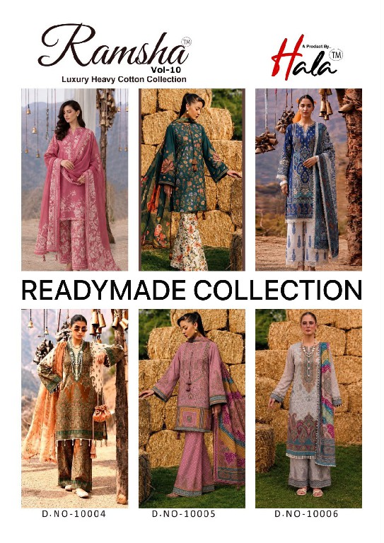 HALA RAMSHA VOL 10 WHOLESALE READYMADE PURE LAWN PAKISTANI CASUAL WEAR 3 PCS SUITS FOR EXPORT