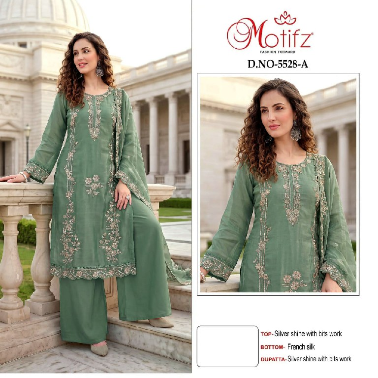 MOTIFZ D.NO 5528 WHOLESALE SILVER SINE BEATS WORK PAKISTANI UNSTITCH SALWAR SUITS EXPORTER
