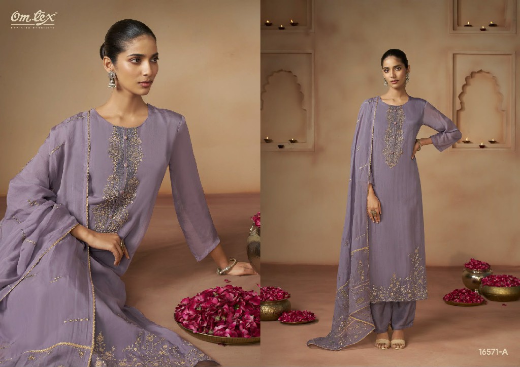OMTEX NIYAZ WHOLESALE ORGANZA EMBROIDERED UNSTITCH SALWAR SUITS ONLINE