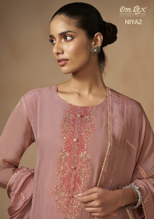 OMTEX NIYAZ WHOLESALE ORGANZA EMBROIDERED UNSTITCH SALWAR SUITS ONLINE