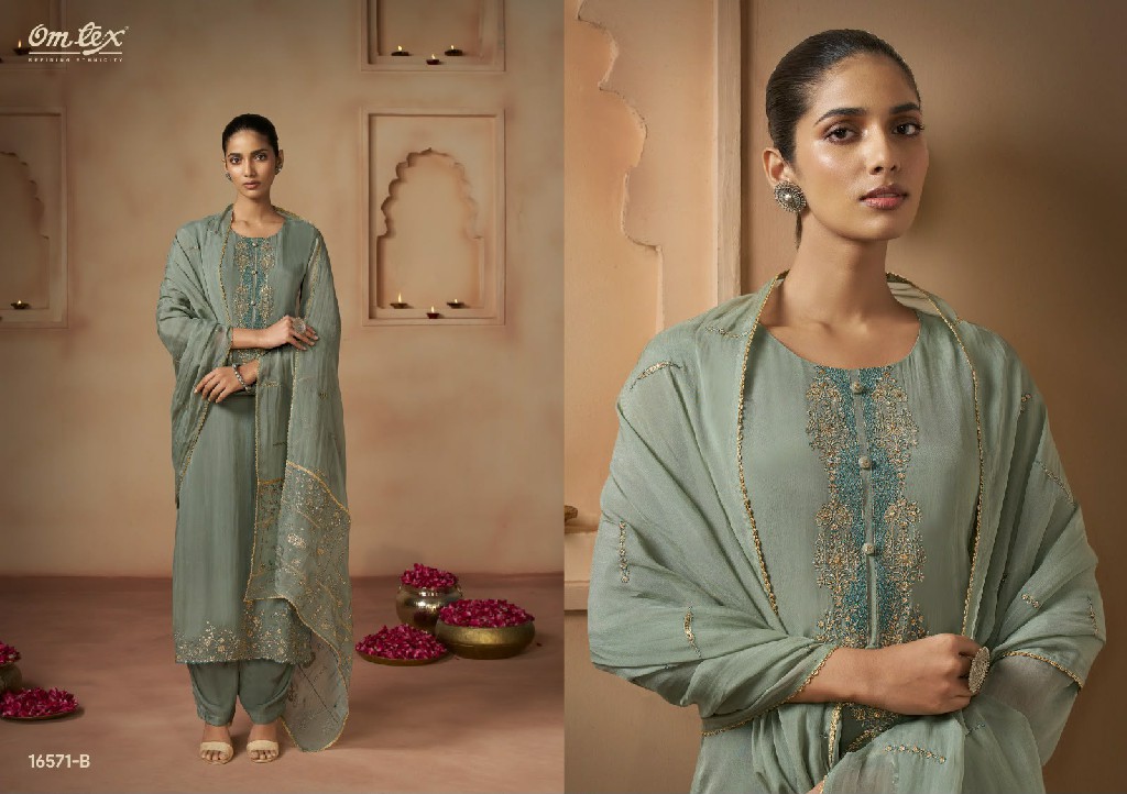 OMTEX NIYAZ WHOLESALE ORGANZA EMBROIDERED UNSTITCH SALWAR SUITS ONLINE