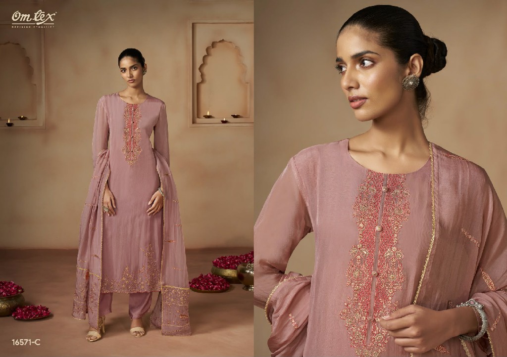 OMTEX NIYAZ WHOLESALE ORGANZA EMBROIDERED UNSTITCH SALWAR SUITS ONLINE