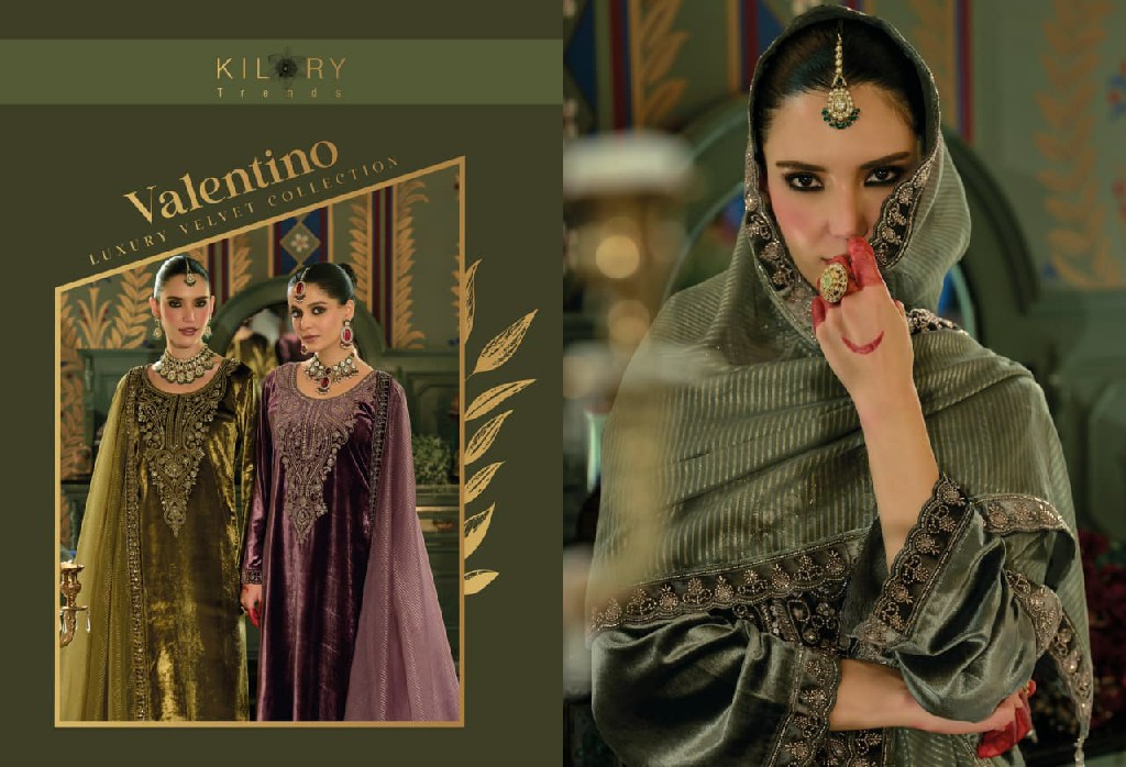 KILORY TRENDS VELENTINO WHOLESALE PURE VELVET WINTER SPECIAL UNSTITCH SALWAR SUITS EXPORTER