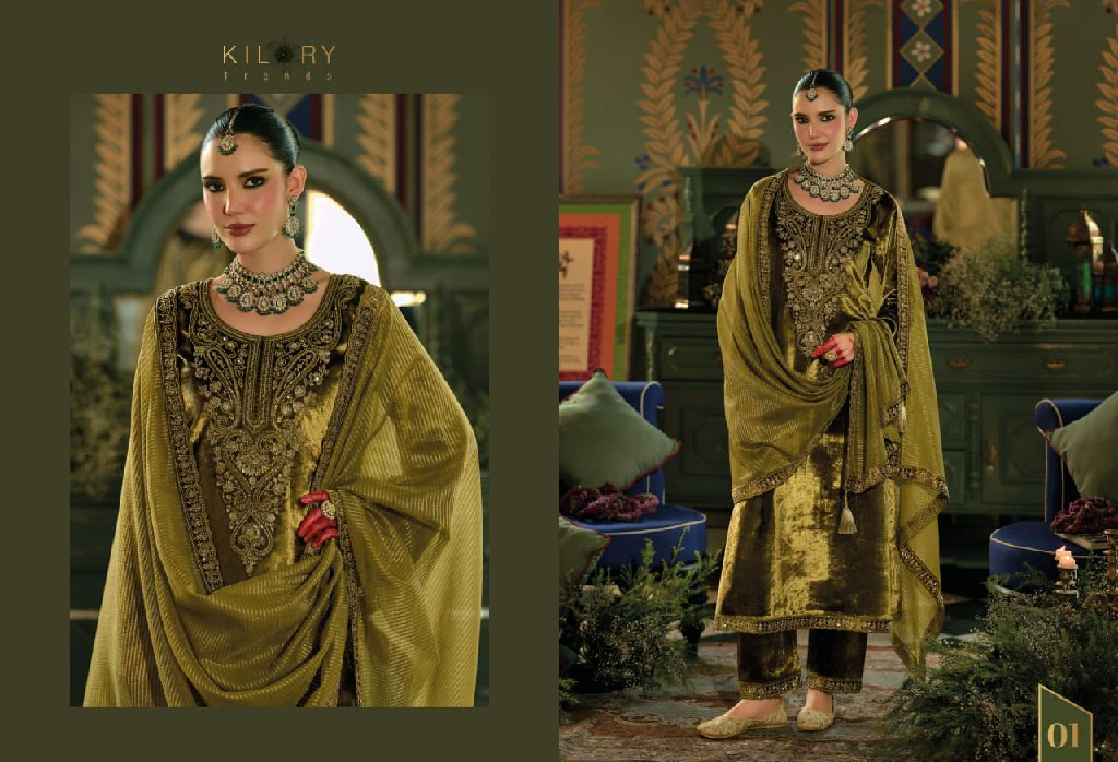 KILORY TRENDS VELENTINO WHOLESALE PURE VELVET WINTER SPECIAL UNSTITCH SALWAR SUITS EXPORTER