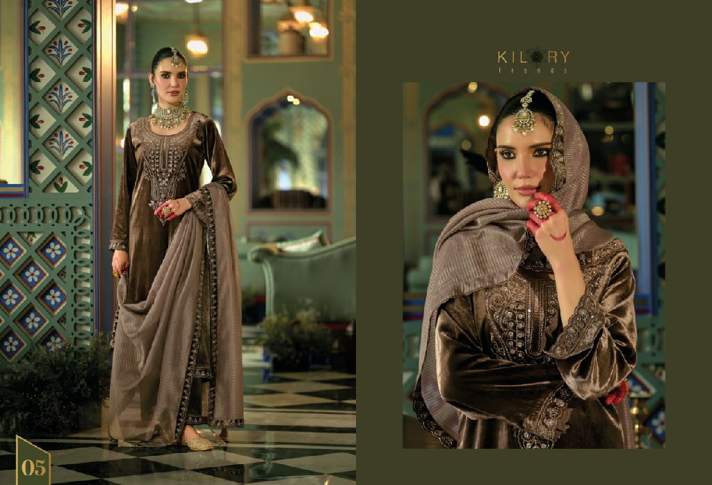 KILORY TRENDS VELENTINO WHOLESALE PURE VELVET WINTER SPECIAL UNSTITCH SALWAR SUITS EXPORTER