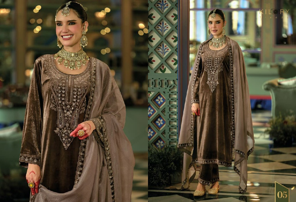 KILORY TRENDS VELENTINO WHOLESALE PURE VELVET WINTER SPECIAL UNSTITCH SALWAR SUITS EXPORTER
