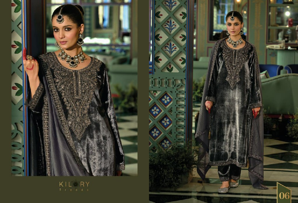 KILORY TRENDS VELENTINO WHOLESALE PURE VELVET WINTER SPECIAL UNSTITCH SALWAR SUITS EXPORTER