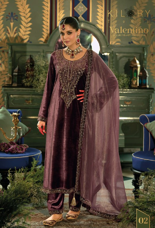 KILORY TRENDS VELENTINO WHOLESALE PURE VELVET WINTER SPECIAL UNSTITCH SALWAR SUITS EXPORTER