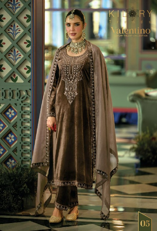 KILORY TRENDS VELENTINO WHOLESALE PURE VELVET WINTER SPECIAL UNSTITCH SALWAR SUITS EXPORTER