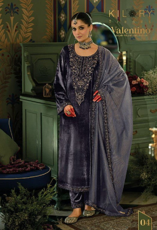 KILORY TRENDS VELENTINO WHOLESALE PURE VELVET WINTER SPECIAL UNSTITCH SALWAR SUITS EXPORTER