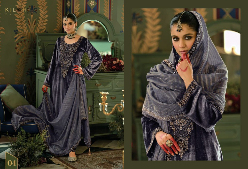 KILORY TRENDS VELENTINO WHOLESALE PURE VELVET WINTER SPECIAL UNSTITCH SALWAR SUITS EXPORTER